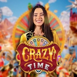 Live Casino logo of Crazy Time from Evolution at Qzino Casino